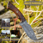 Mobile Preview: Damastmesser | Jagdmesser 241mm, Griff aus Palisanderholz