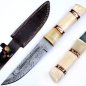 Preview: Damastmesser | Jagdmesser in orientalische Style 266mm länge, Griff aus Kamelknochen