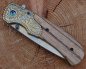 Mobile Preview: Taschenmesser-Klappmesser mit 89mm Klingenlänge Gold-Look mit Holz Griffschale