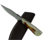 Preview: XL Damastmesser | Jagdmesser 271mm, Griff aus Kamelknochen, Handarbeit + Lederscheide