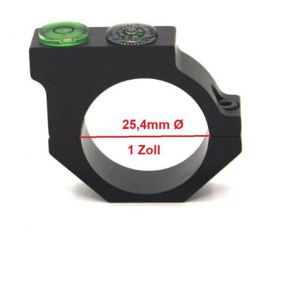 360° Wasserwaagen-Ring mit Kompass für Zielfernrohr mit 25,4mm / 30mm Ø