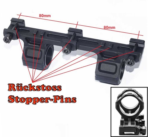 Zielfernrohr Blockmontage Super Precision Style 30mm mit Adaptern 25,4mm für Picatinny-Schiene