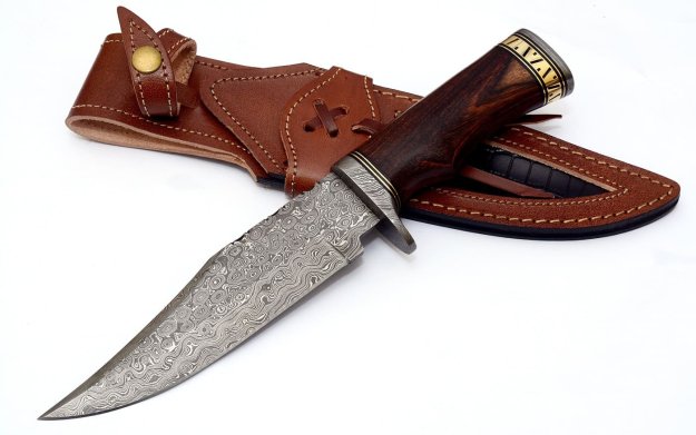Damastmesser | Jagdmesser 304mm, Griff aus Palisanderholz