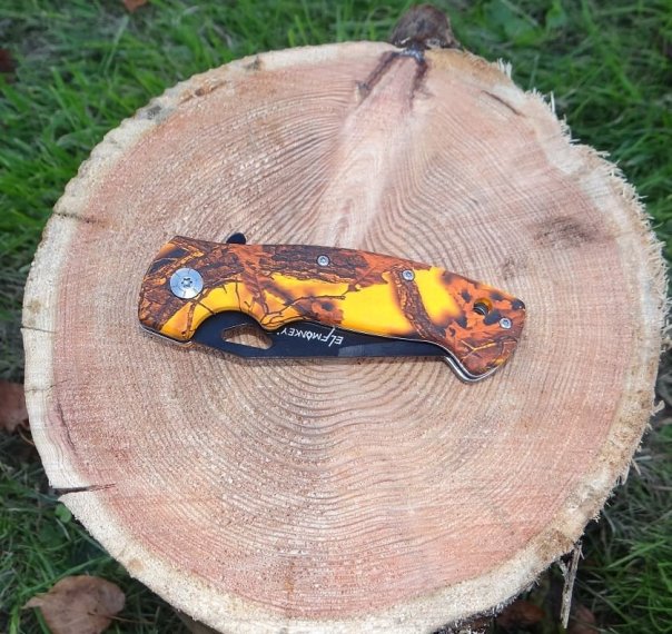 Taschenmesser-Klappmesser Orange Wald-Camo mit 78mm Klingenlänge