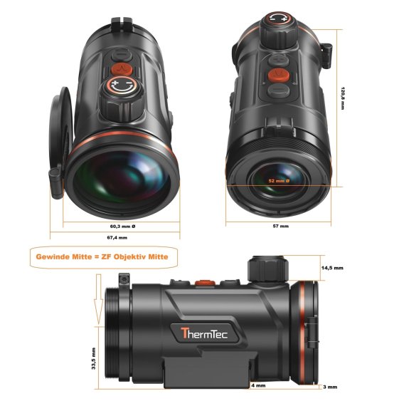 Hunt 650 Pro innovatives Wärmebild-Vorsatzgerät von ThermTec / NETD  15mK / Austauschbarer Akku / HD-OLED / 640x512 px