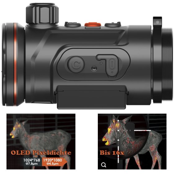 Hunt 650 Pro innovatives Wärmebild-Vorsatzgerät von ThermTec / NETD  15mK / Austauschbarer Akku / HD-OLED / 640x512 px