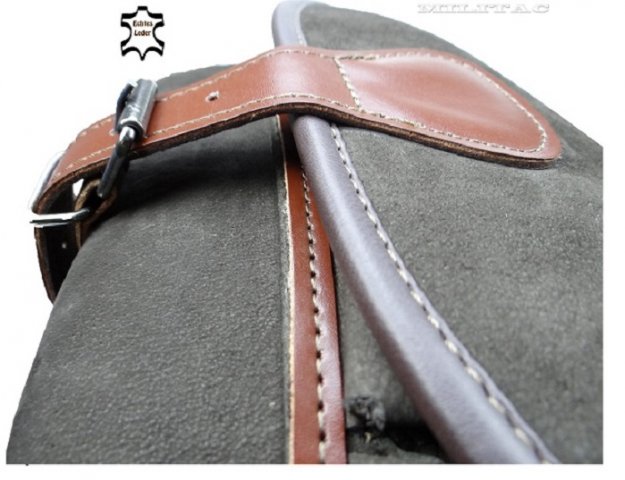 Jagdtasche komplett aus Leder in Braun Nubukleder Handarbeit