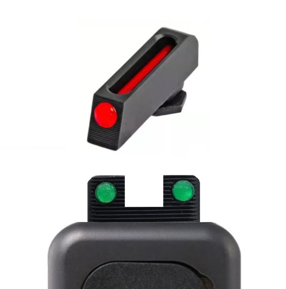 Kimme + Korn Fiberglas-Leucht-Visier für die Glock 42/43/43X/48 aus Stahl