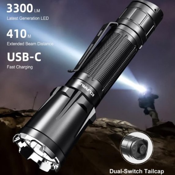 Preview: Klarus XT11GT Pro - Aufladbare, taktische LED Taschenlampe mit 3300 Lumen