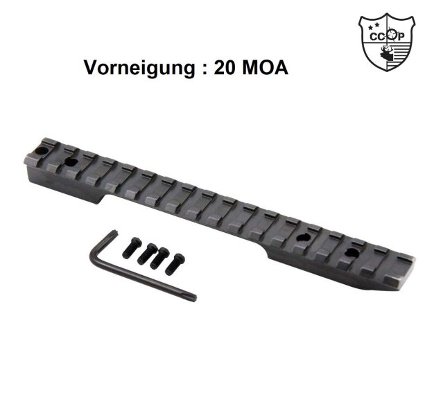 20 MOA Picatinny Schiene Montage für Remington 700, 722, 40X für langes System, Li + Re Verschluss-Seite, Länge 200mm