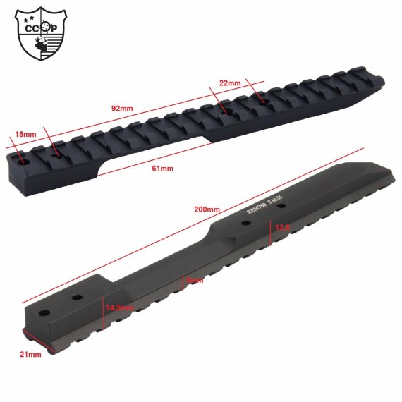 Picatinny Schiene Montage für Remington 700, 722, 40X Kurz (Short) linke + rechte Verschluss Seite, Länge 200mm