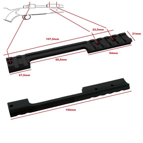 Preview: Picatinny-Schiene Zielfernrohr Montage für Winchester 70 (einzelnes Loch hinten)