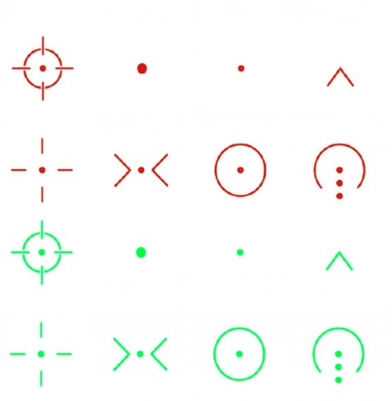 Leuchtpunktvisier / Red-Dot mit 8 Absehen Rot + Grün und 5 Helligkeitsstufen von Vector Optics
