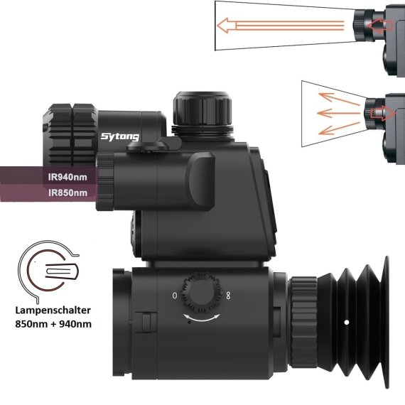 Sytong HT-99 LRF Nachtsichtgerät / IR-Strahler umschaltbar 850nm + 940nm / 2K Sensor / 16mm Linse