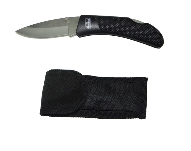 Taschenmesser-Klappmesser Griff gummiert, mit Nylon Gürtelholster, Klinge 84mm