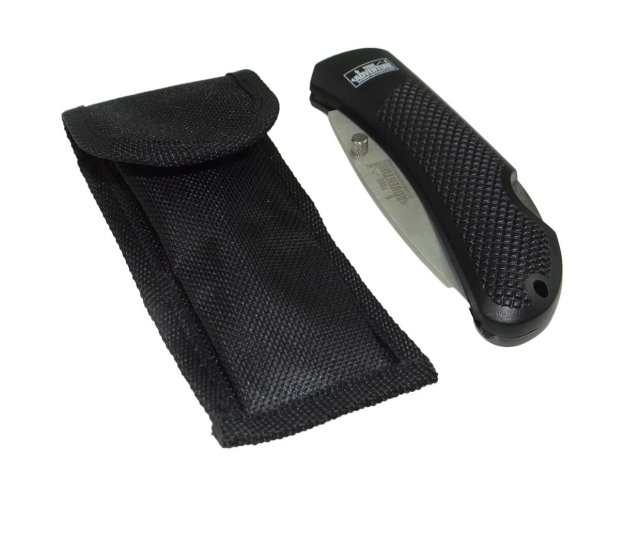 Taschenmesser-Klappmesser Griff gummiert, mit Nylon Gürtelholster, Klinge 84mm