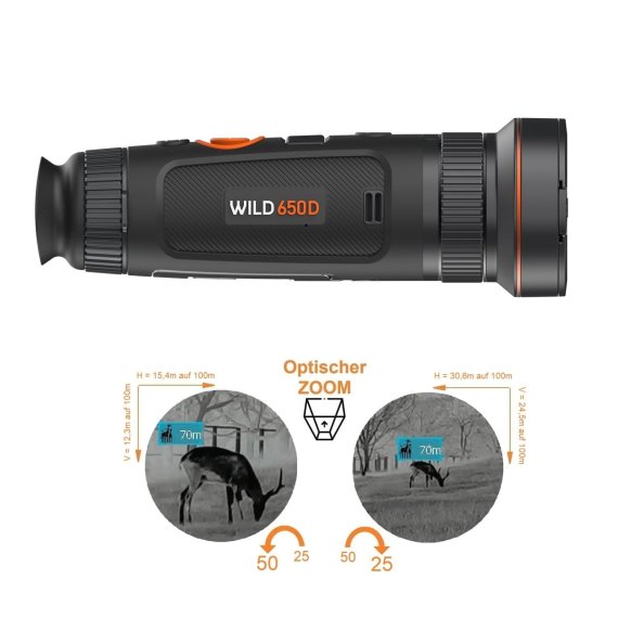 WILD 650D Wärmebildkamera von ThermTec - Dual Zoom - 25mm/50mm Linse, Fingerfokussierung / 640er Sensor / NETD 18 mK