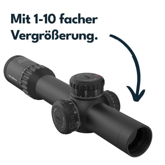 Jagdoptik Continental 1-10x28 ED von Vector Optics mit einem VET-RAR Leuchtabsehen und 11 Helligkeitsstufen