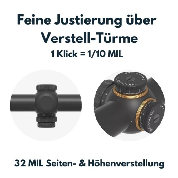 Preview: Zielfernrohr Grizzly 2.5-15x50i HD SFP von Vector Optics / 4 Fiber Leuchtabsehen / 6 Helligkeitsstufen / Parallaxenverstellung