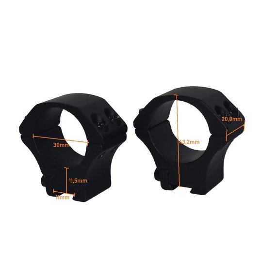 Zielfernrohr-Montageringe Ø 30mm für eine Prismenschiene aus Aluminium