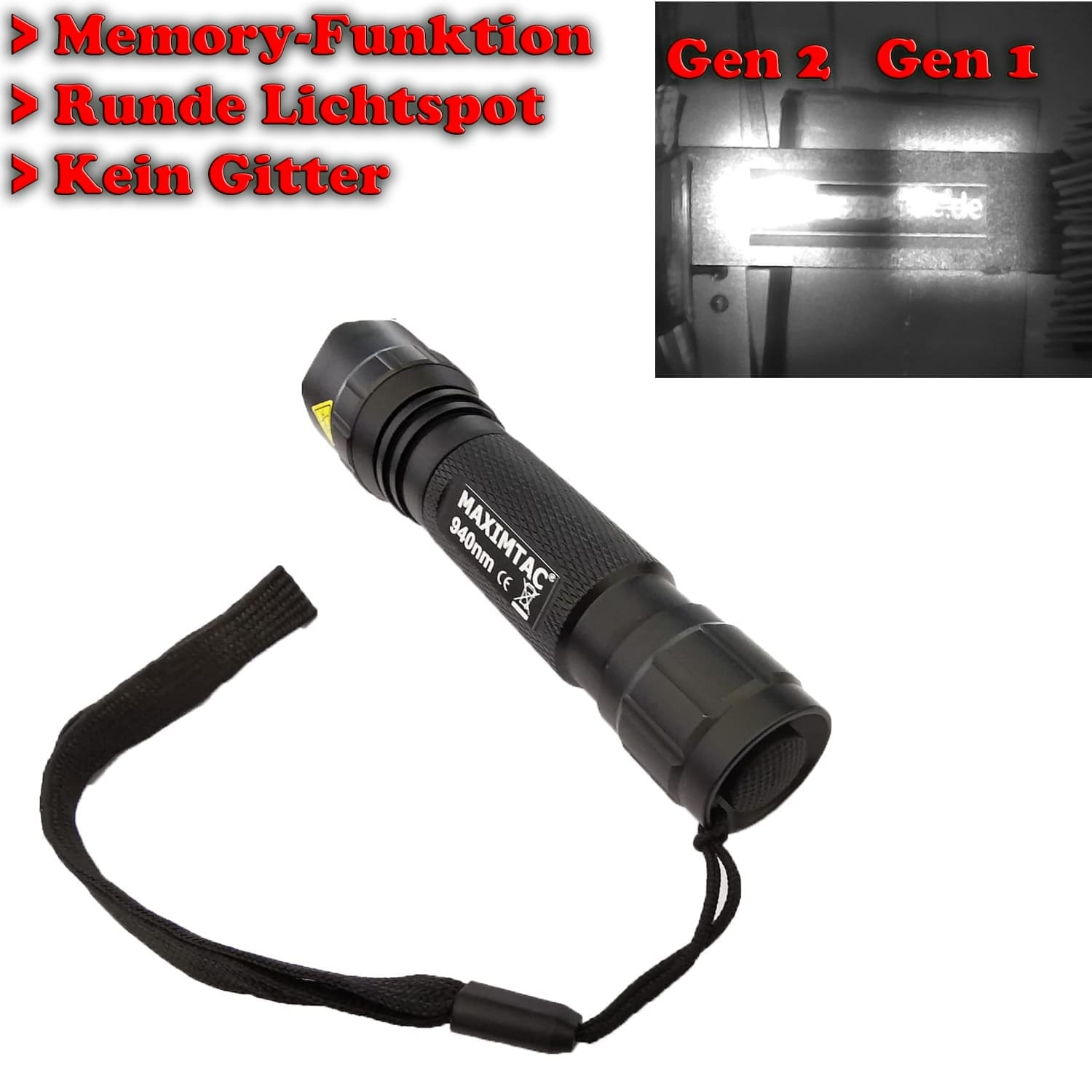 Zoom 940nm Nachtsicht Infrarot LED Taschenlampe mit IR Weitwinkel für die Jagd 