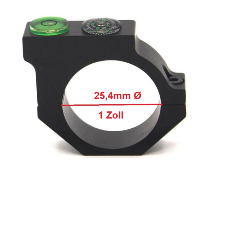 360° Wasserwaagen-Ring mit Kompass für Zielfernrohr mit 25,4mm / 30mm Ø