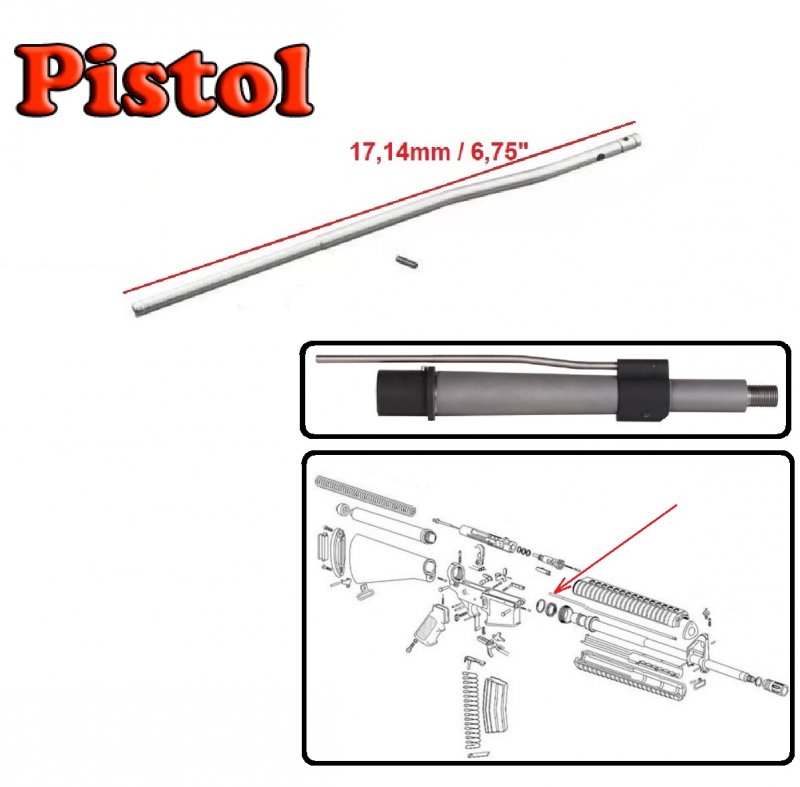 AR-15 Gasrohr / Gastube für Rifle, Mid-Length, Carbine und Pistol mit direktem Gas-System, Edelstahl