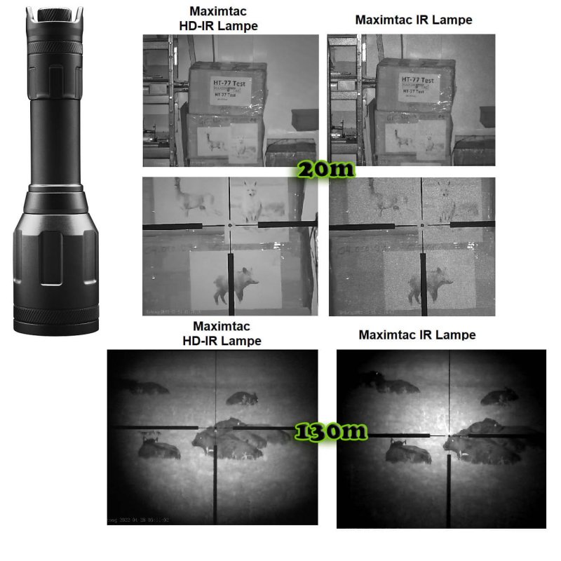 Maximtac HD-IR Taschenlampe für Nachtsichtgeräte 850nm + 940nm, fokussierbar,  dimmbar