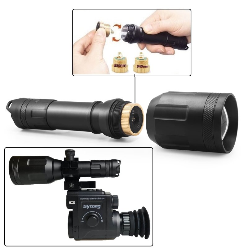 Maximtac HD-IR Taschenlampe für Nachtsichtgeräte 850nm + 940nm, fokussierbar,  dimmbar