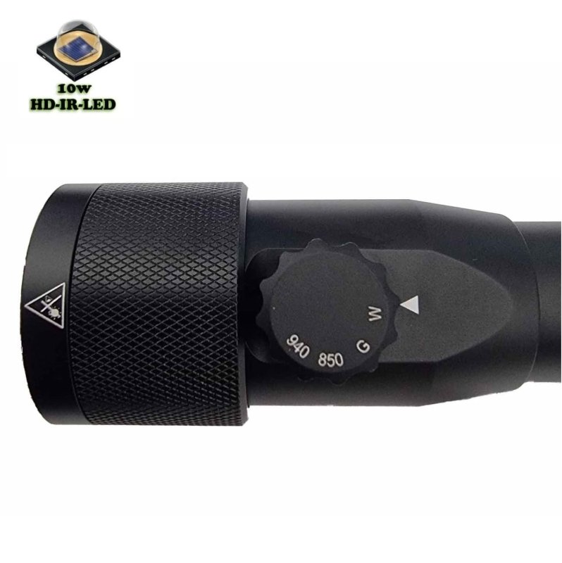 Maximtac HD-IR Multicolor - Taschenlampe für Nachtsichtgeräte 850nm + 940nm + Weiß + Grün / fokussierbar + dimmbar