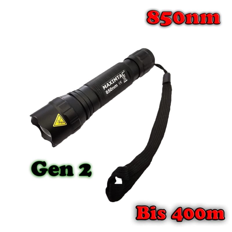 Maximtac IR-850 Gen 2 Taschenlampe für Nachtsichtgeräte mit 850nm, fokussierbare IR-Aufheller