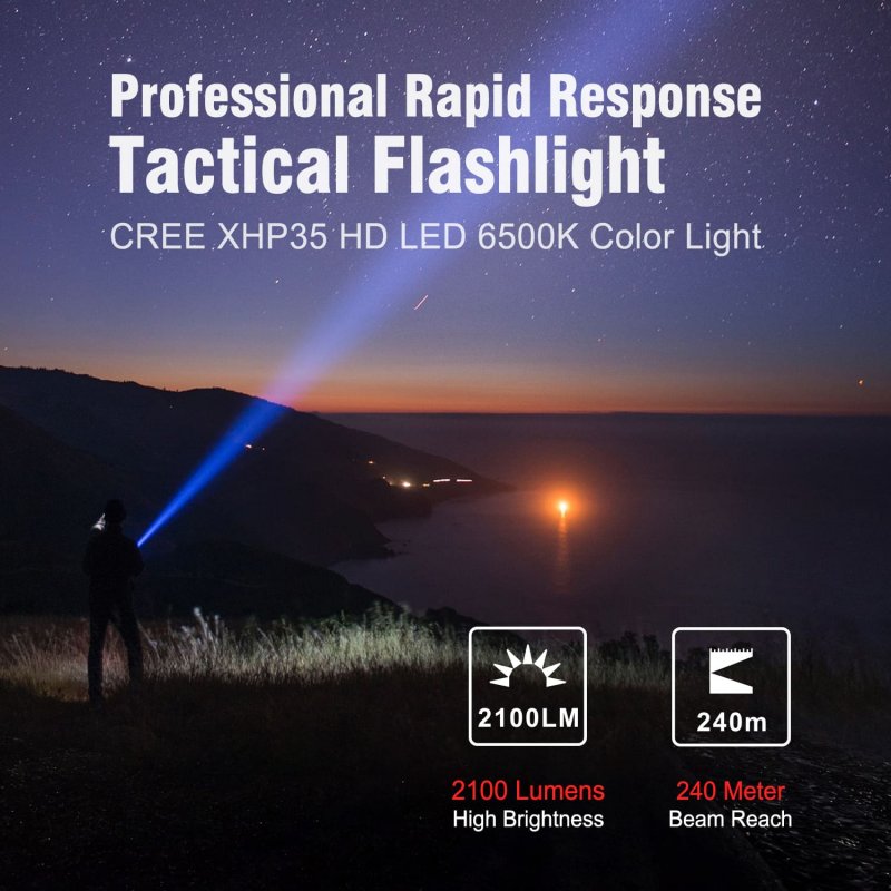 Taktische Taschenlampe Klarus XT2CR Pro mit 2100 Lumen Akku, aufladbar
