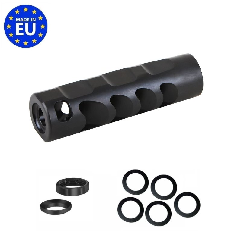 Premium 5-Kammern Mündungsbremse mit maximaler Bremswirkung - M14x1 Gewinde für Kaliber bis 8,3 mm Ø