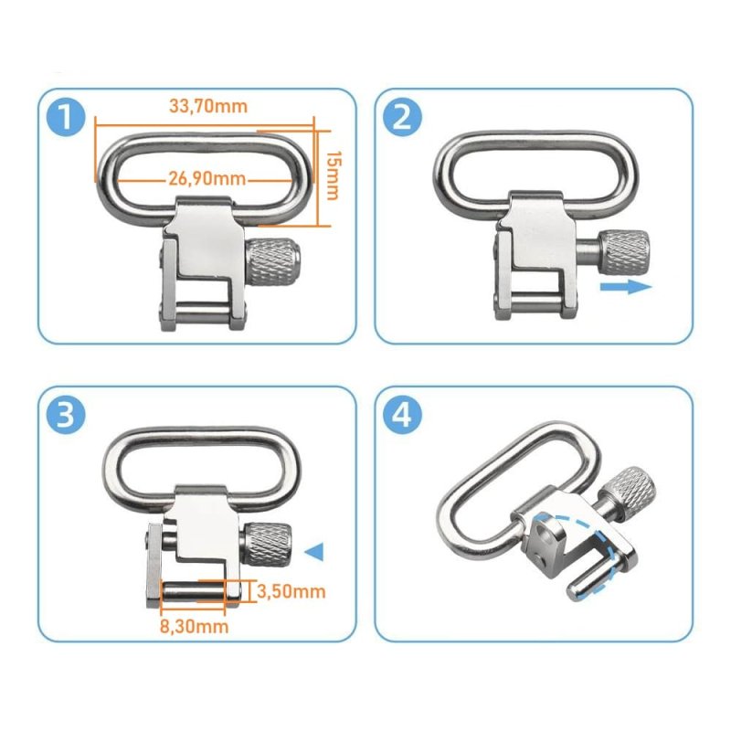 Riemenöse / Befestigungsbügel mit einer Gewinde-Druckknopf-Aufnahme aus Stahl
