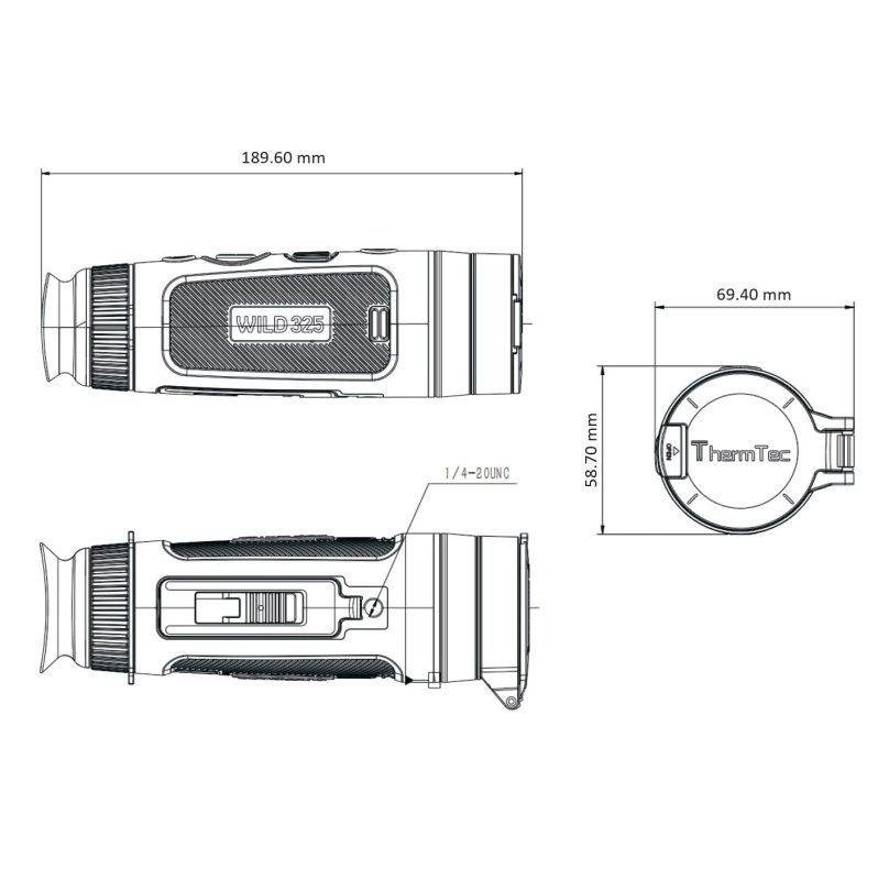 ThermTec WILD 325 Wärmebildkamera mit Fingerfokussierung und NETD unter 18 mK