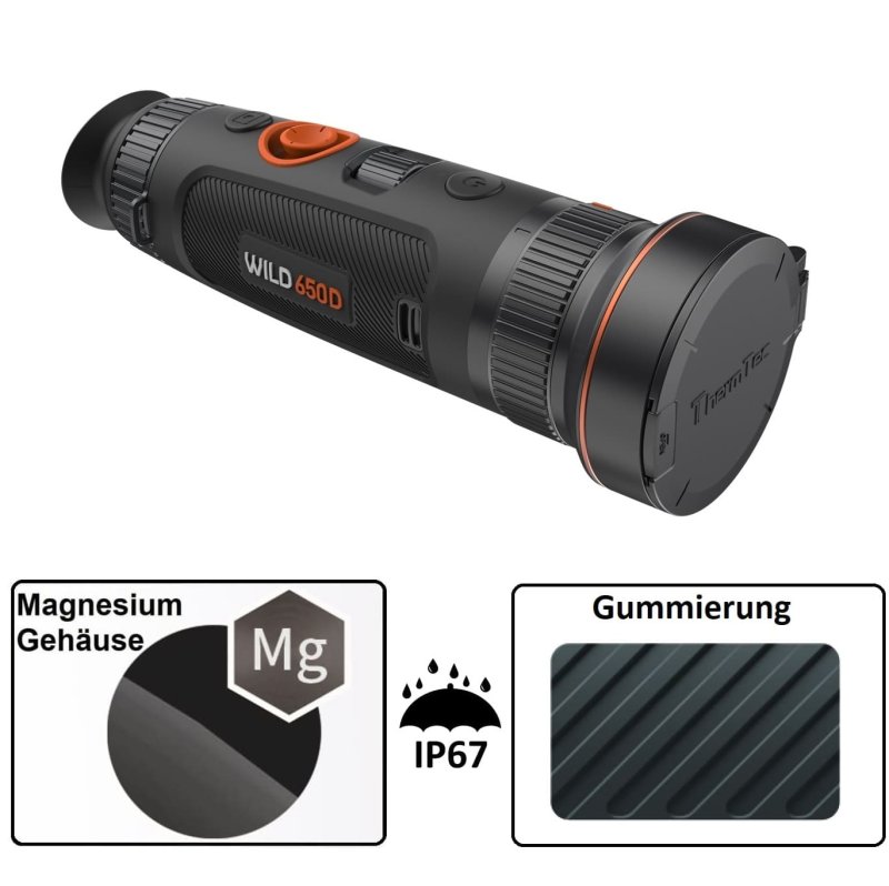 WILD 650D Wärmebildkamera von ThermTec - Dual Zoom - 25mm/50mm Linse, Fingerfokussierung / 640er Sensor / NETD 18 mK