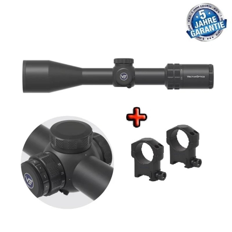 Zielfernrohr Grizzly 2.5-15x50i HD SFP von Vector Optics / 4 Fiber Leuchtabsehen / 6 Helligkeitsstufen / Parallaxenverstellung