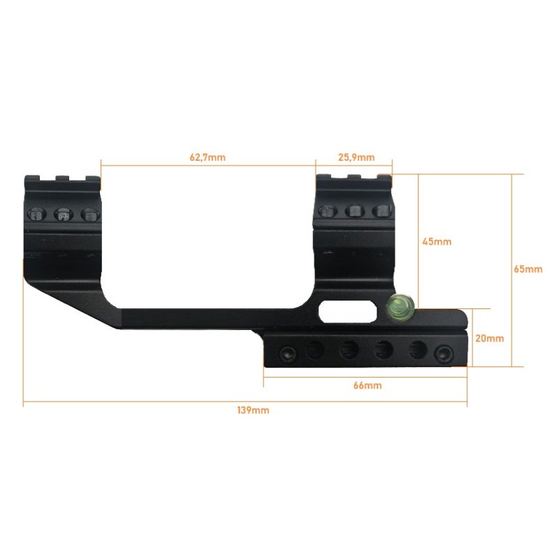 Starke Blockmontage 30mm / 25,4mm für Picatinny-Schiene 21mm / Prismen-Schiene 11-14mm / Wasserwaage
