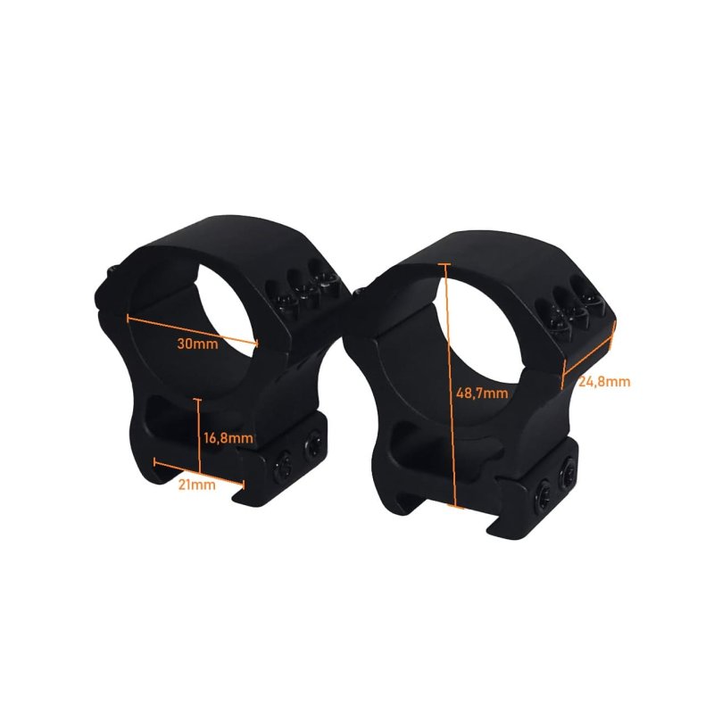 Zielfernrohr-Montageringe Ø 30mm für eine Picatinny-Schiene aus Aluminium / Mittlere Höhe