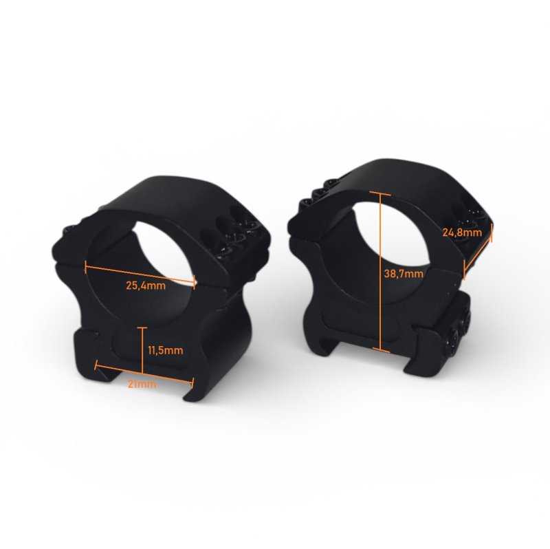 Zielfernrohr-Montageringe Ø 25,4mm für eine Picatinny-Schiene aus Aluminium