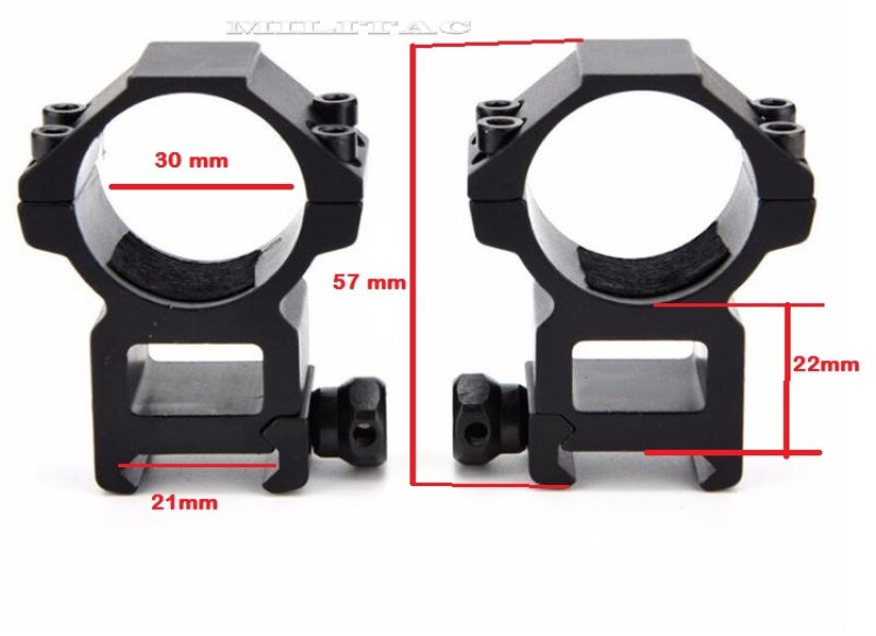 Extra hohe Zielfernrohr Montage Ringe 30mm Durchmesser für Weaver / Picatinnyschiene